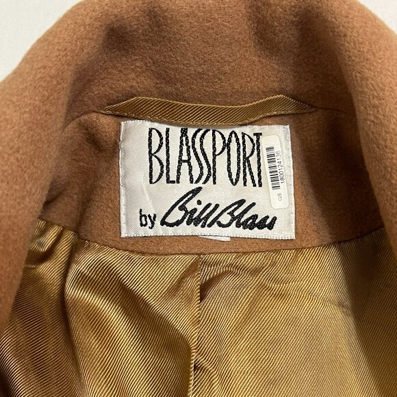 Bill Blass Women's Pea Coat Tan Wool with Cashmere Blend Double Beaded Size M - Picture 4 of 14